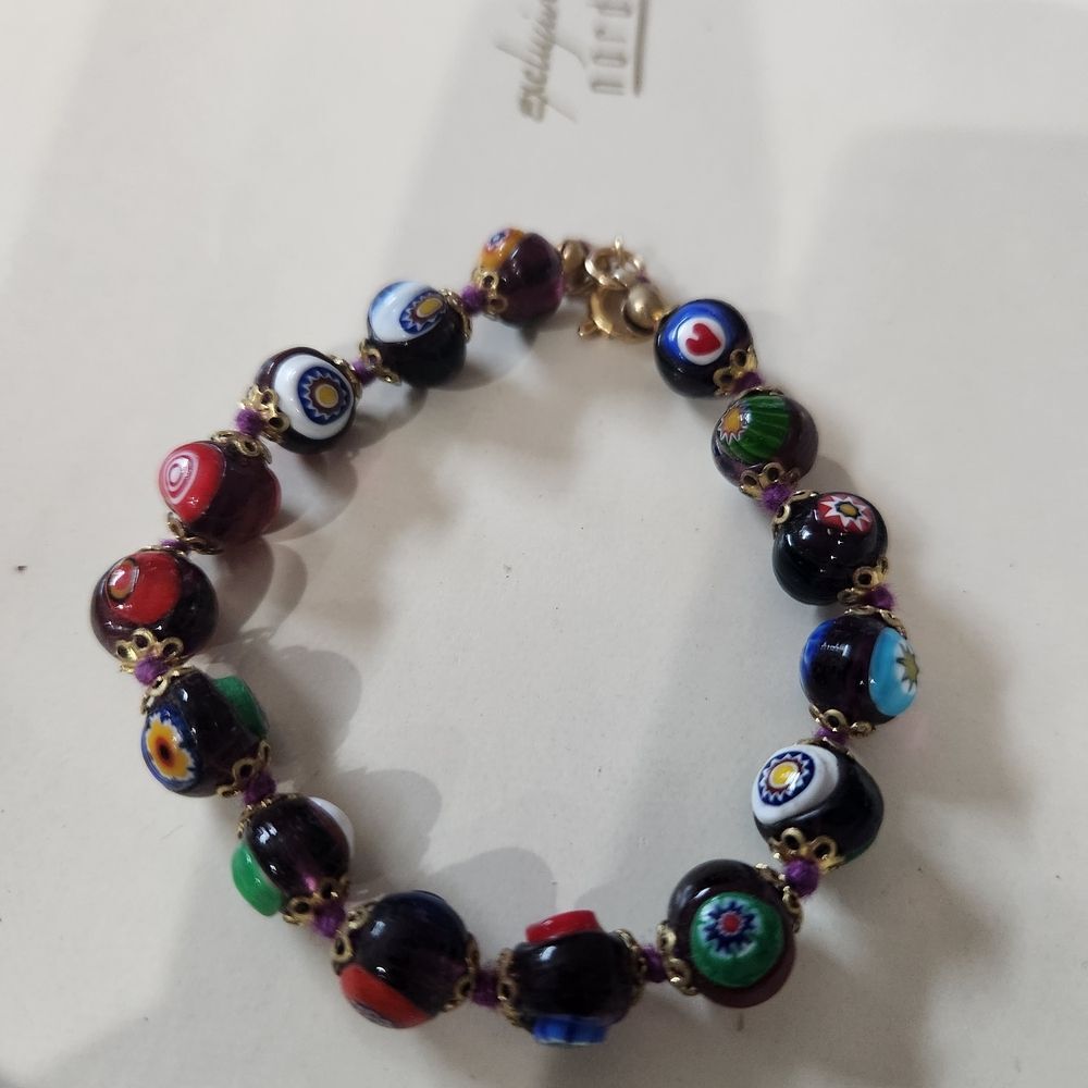 Colorful Venetian Millefiori Glass Beaded Bracelet